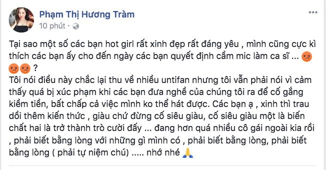 Huong Tram noi gi khi bi nghi che Chi Pu hat do?